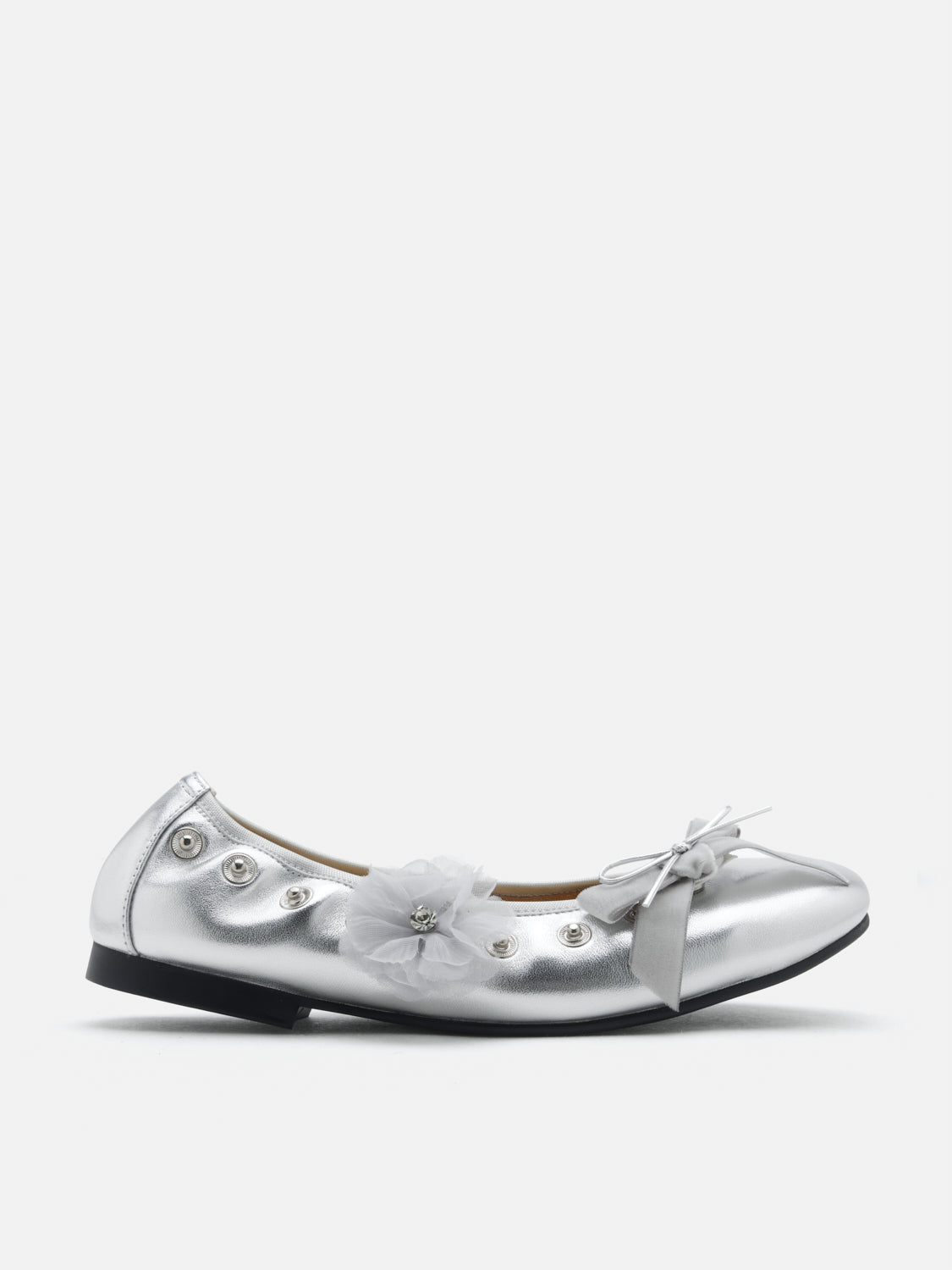 PAZZION, Rolene Clip-Stud Charmed Flats, Silver