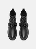 PAZZION, Rowena Chained Lace Up Ankle Boots, Black