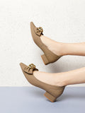 PAZZION, Rue Pointed Bow Wrapped Gold Link Heel, Khaki