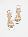 PAZZION, Rumi Crystal Embellished Strappy Sandal Heels, Silver
