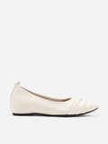 PAZZION, Rylee Ruched Detail Covered Flats, Beige