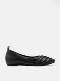 PAZZION, Rylee Ruched Detail Covered Flats, Black