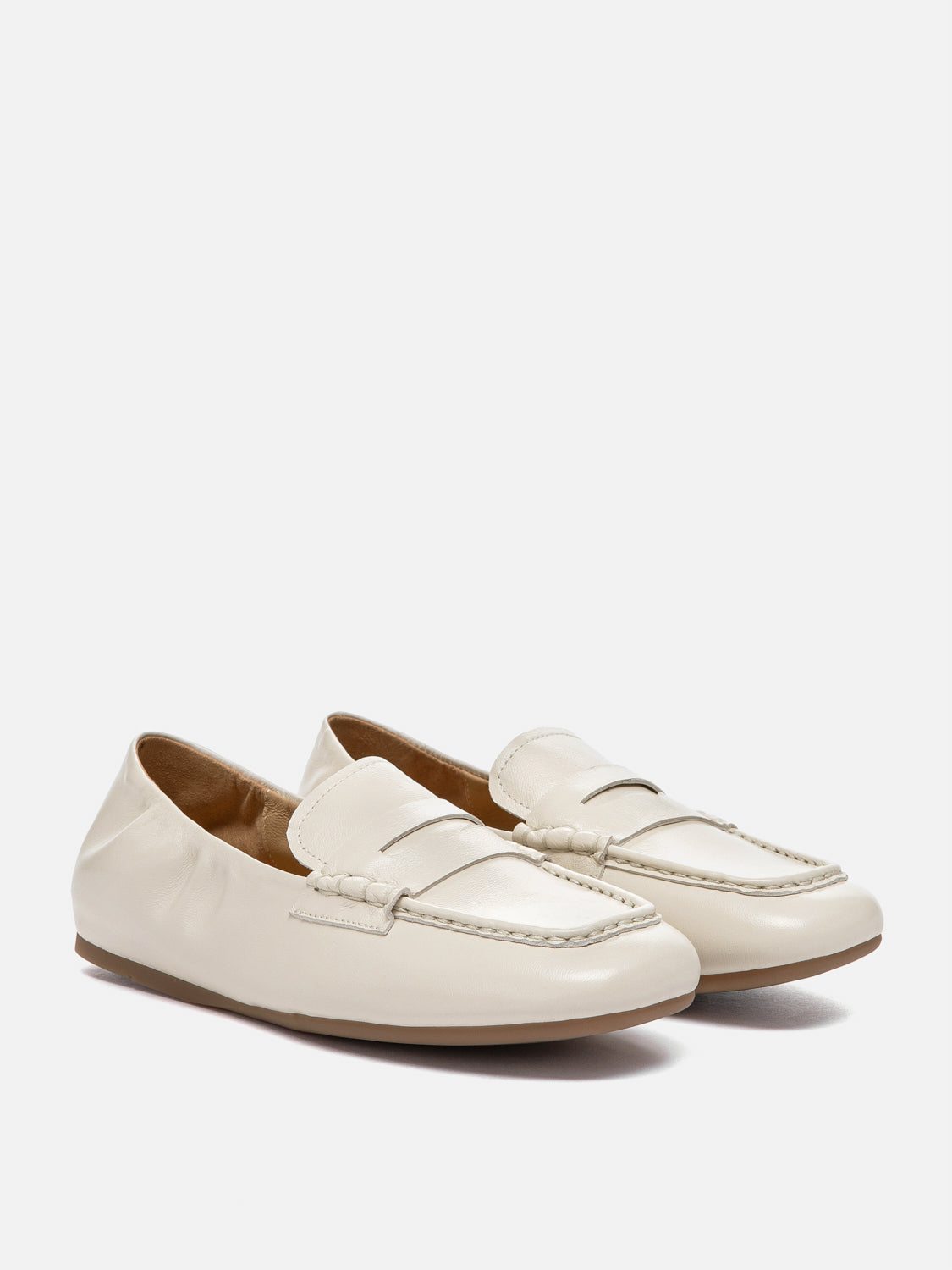 PAZZION, Rylianne Leather Penny Loafers, Beige