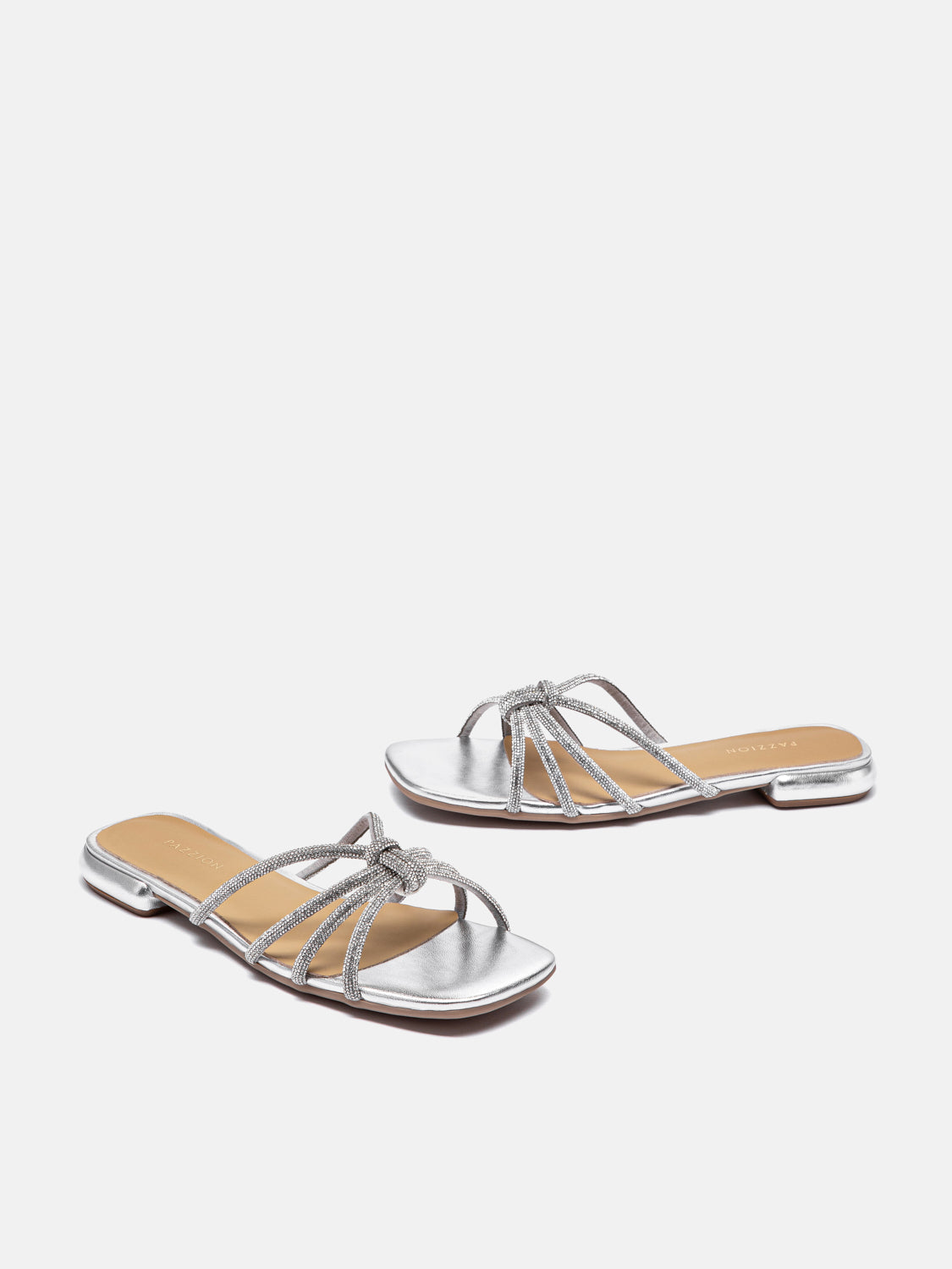 PAZZION, Sadie Crystal Strap Sandals - Silver, Silver