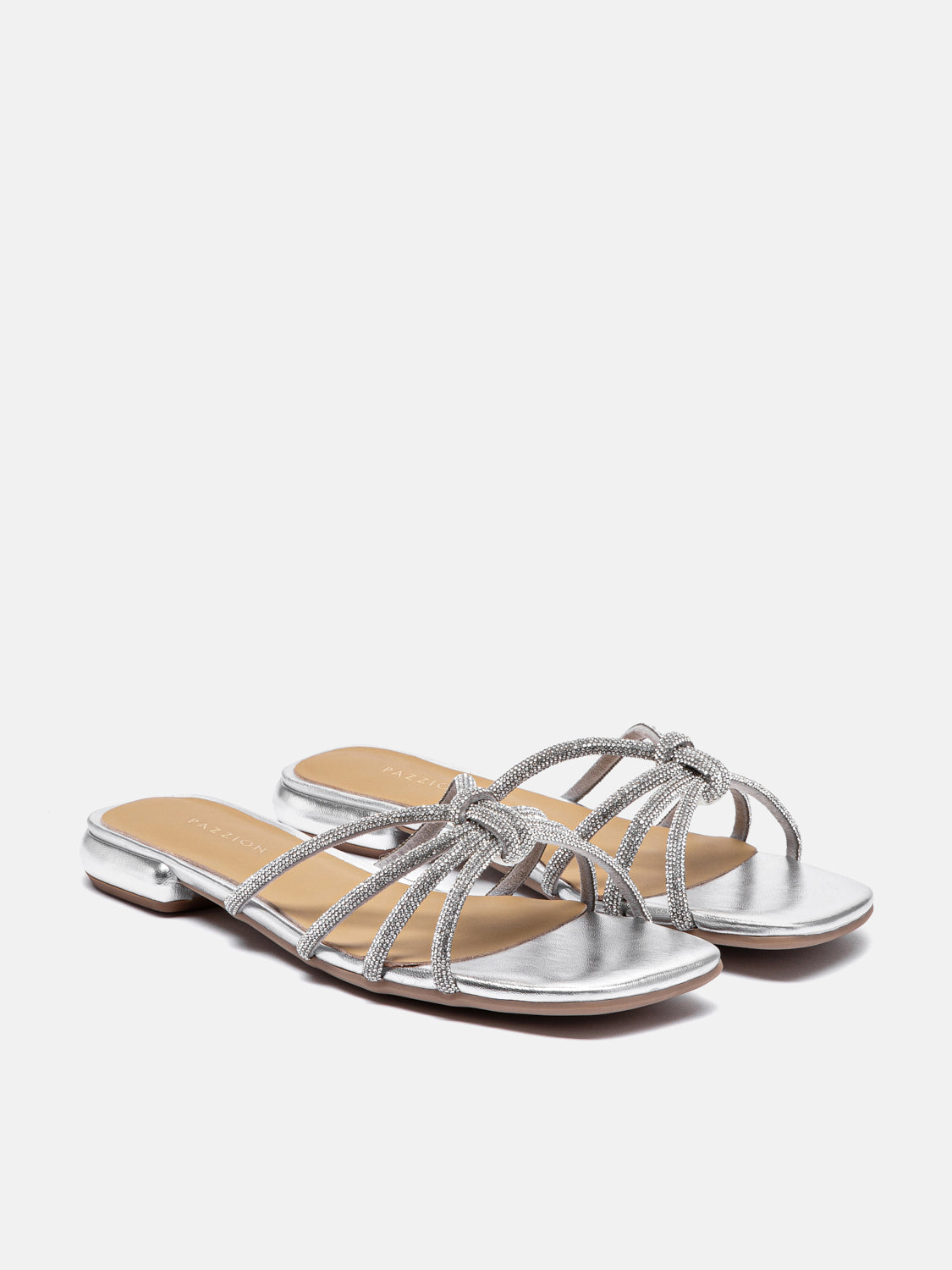 PAZZION, Sadie Crystal Strap Sandals - Silver, Silver
