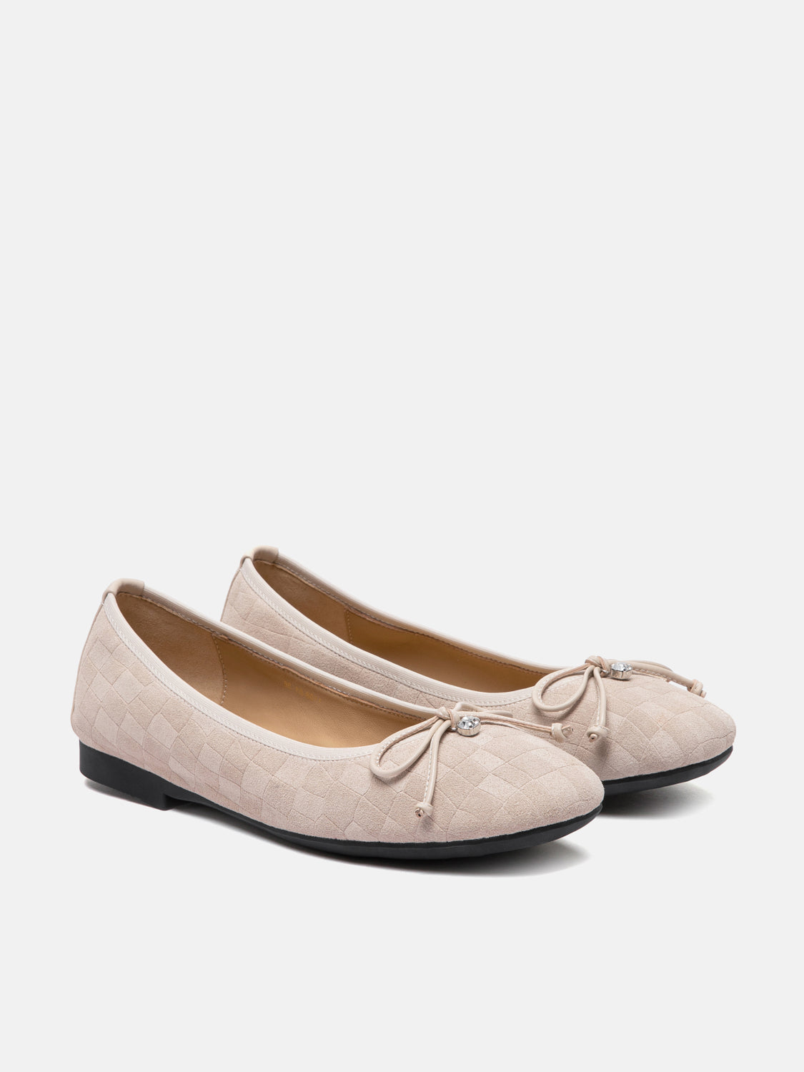 PAZZION, Salma Bow Suede Ballet Flats, Almond