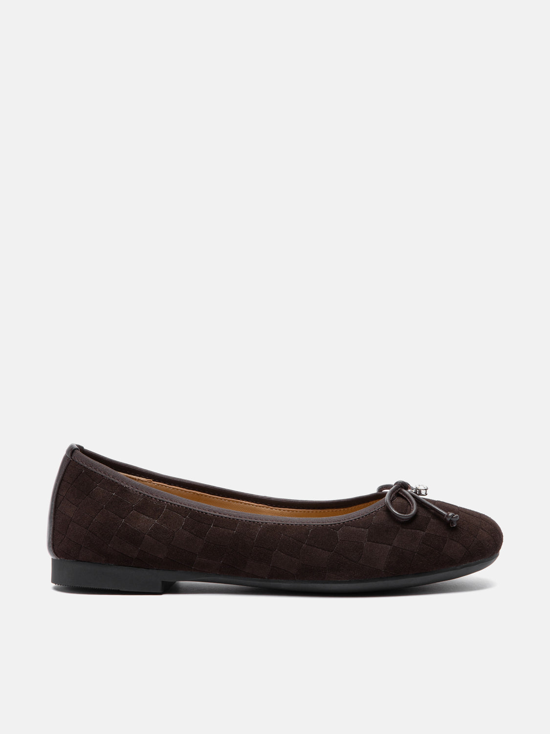 PAZZION, Salma Bow Suede Ballet Flats, Darkbrown