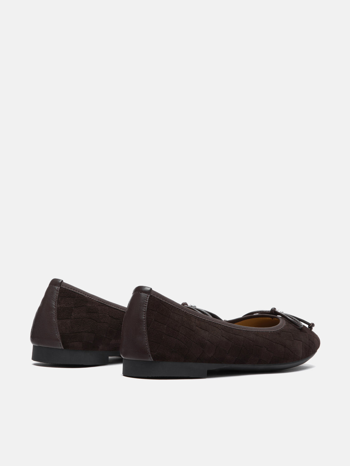 PAZZION, Salma Bow Suede Ballet Flats, Darkbrown