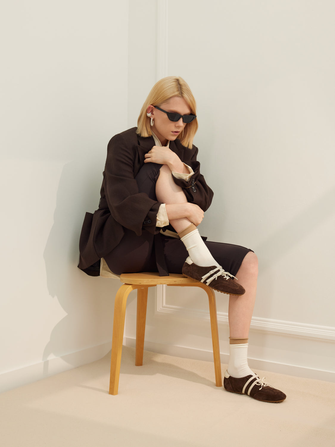 PAZZION, Samira Suede Sneakers, Darkbrown