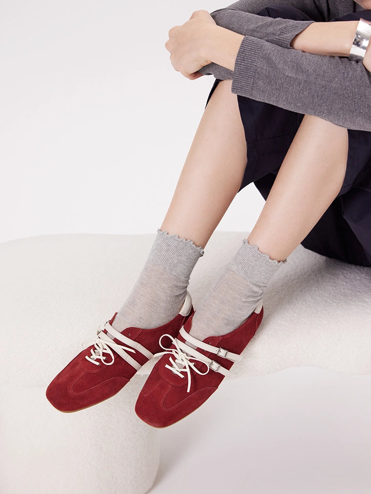 PAZZION, Samira Suede Sneakers, Wine