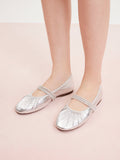 PAZZION, Sarto Crystal Embellished Strapped Mary Janes, Silver