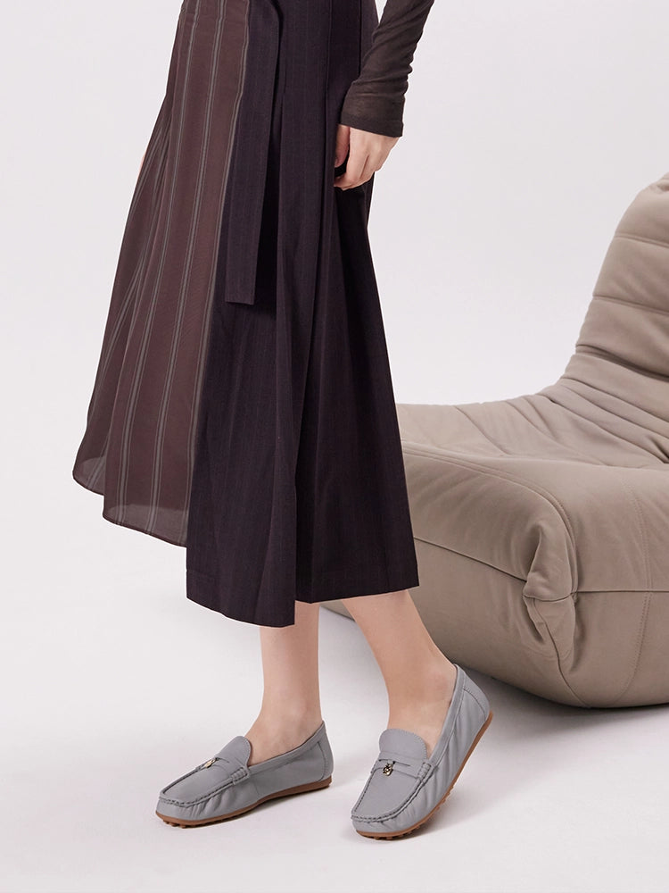PAZZION, Sasha Lock Leather Moccasins, Grey
