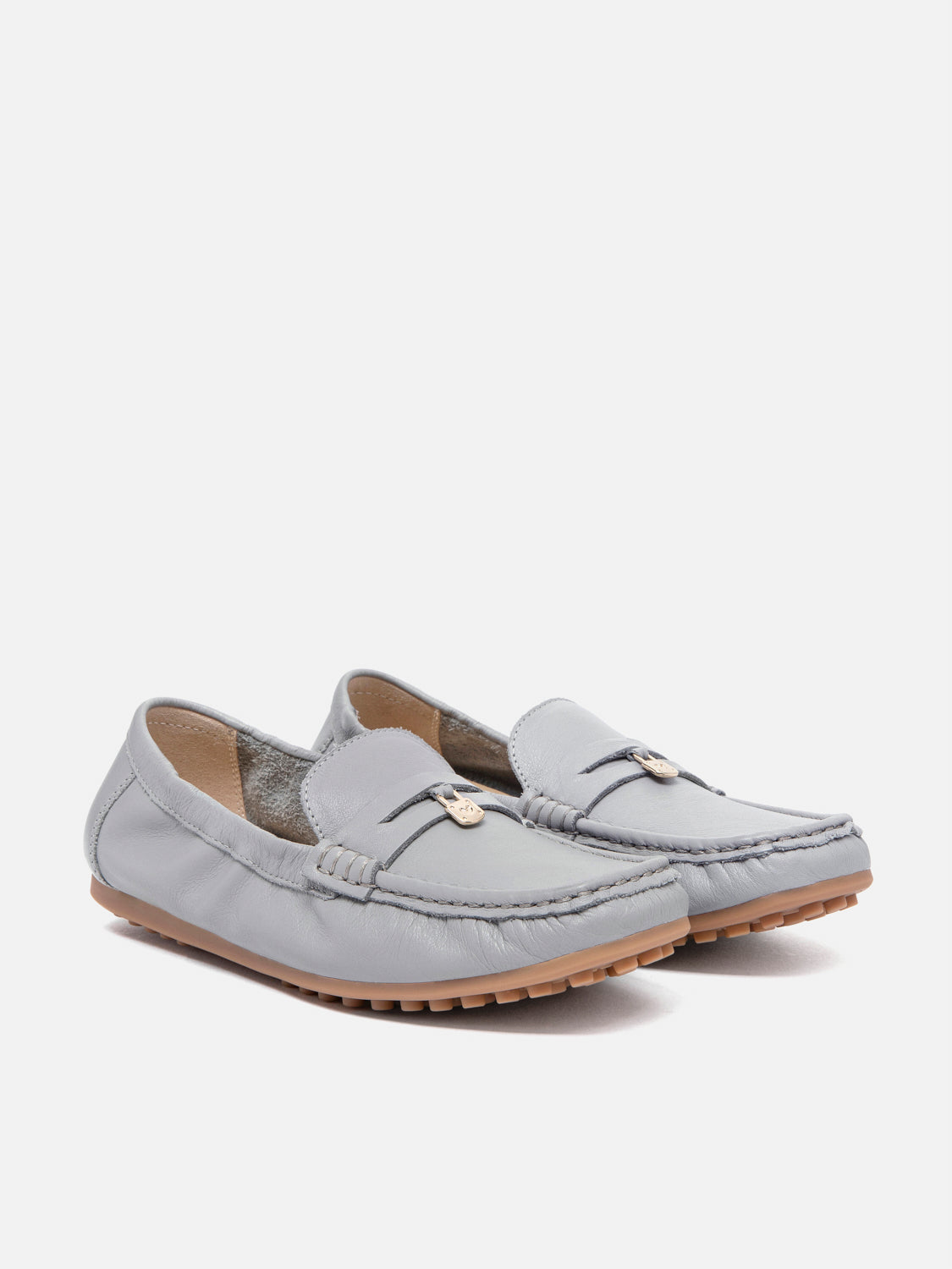 PAZZION, Sasha Lock Leather Moccasins, Grey