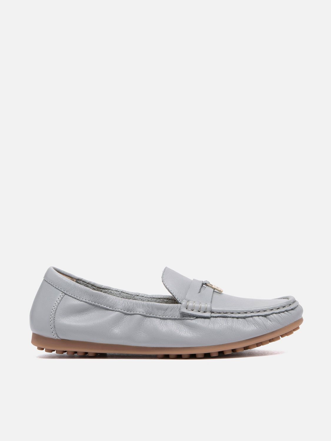 PAZZION, Sasha Lock Leather Moccasins, Grey