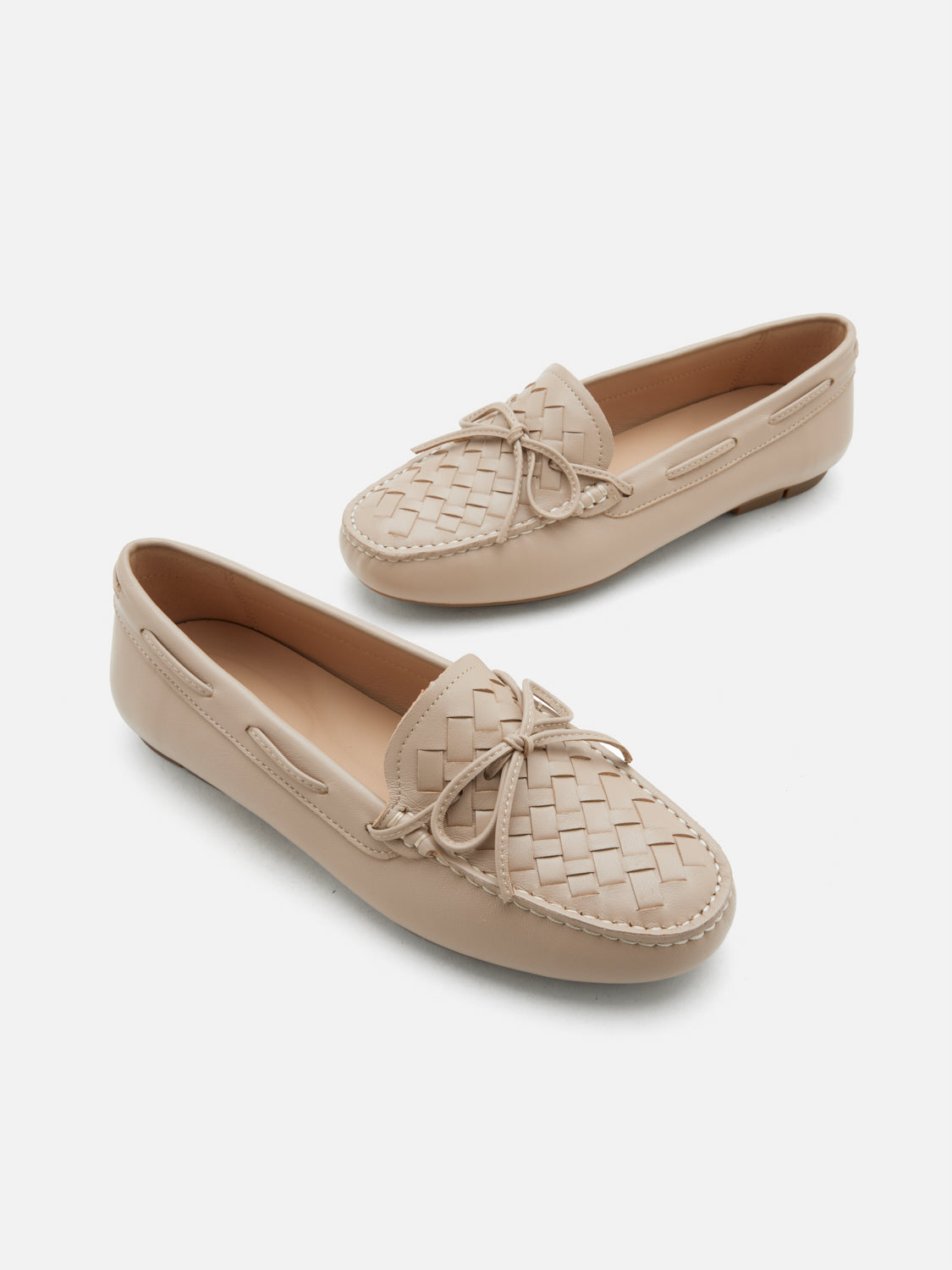 PAZZION, Savannah Woven Bow Leather Moccasins, Pink