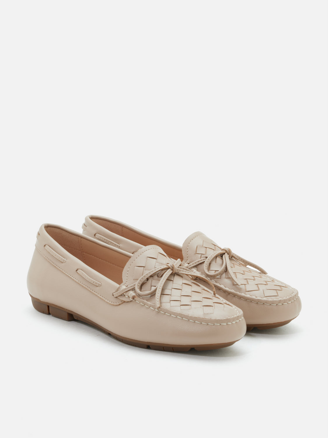 PAZZION, Savannah Woven Bow Leather Moccasins, Pink