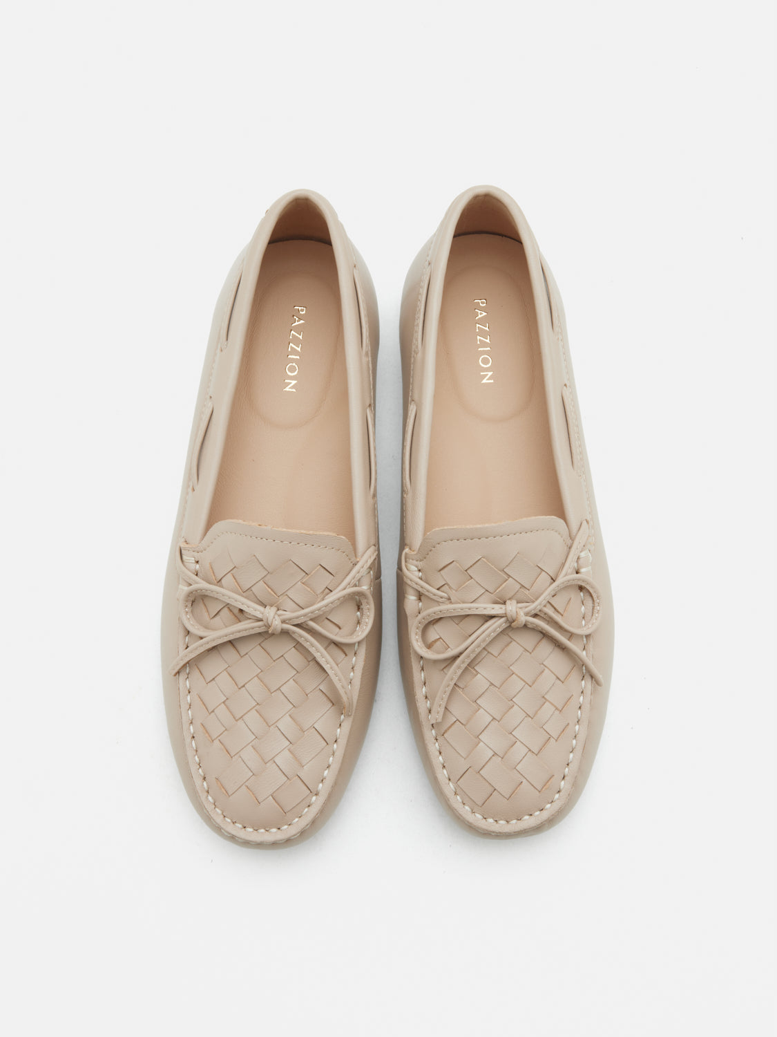 PAZZION, Savannah Woven Bow Leather Moccasins, Pink