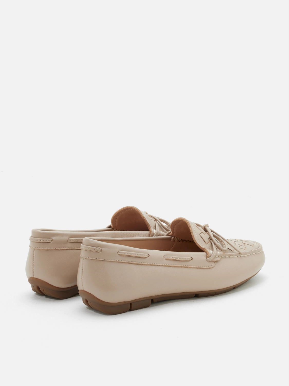 PAZZION, Savannah Woven Bow Leather Moccasins, Pink