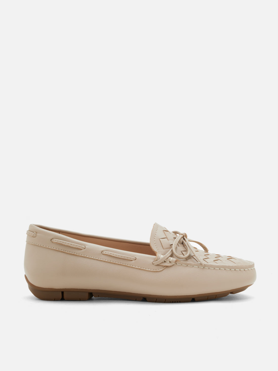 PAZZION, Savannah Woven Bow Leather Moccasins, Pink