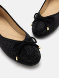 PAZZION, Saylor Crystal-Embellished Suede Bow Flats, Black