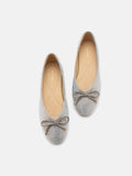 PAZZION, Saylor Crystal-Embellished Suede Bow Flats, Grey