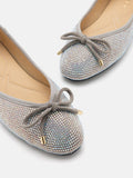 PAZZION, Saylor Crystal-Embellished Suede Bow Flats, Grey