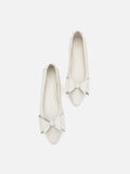 PAZZION, Scarlett Crystal Embellished Double Bow Flats, White