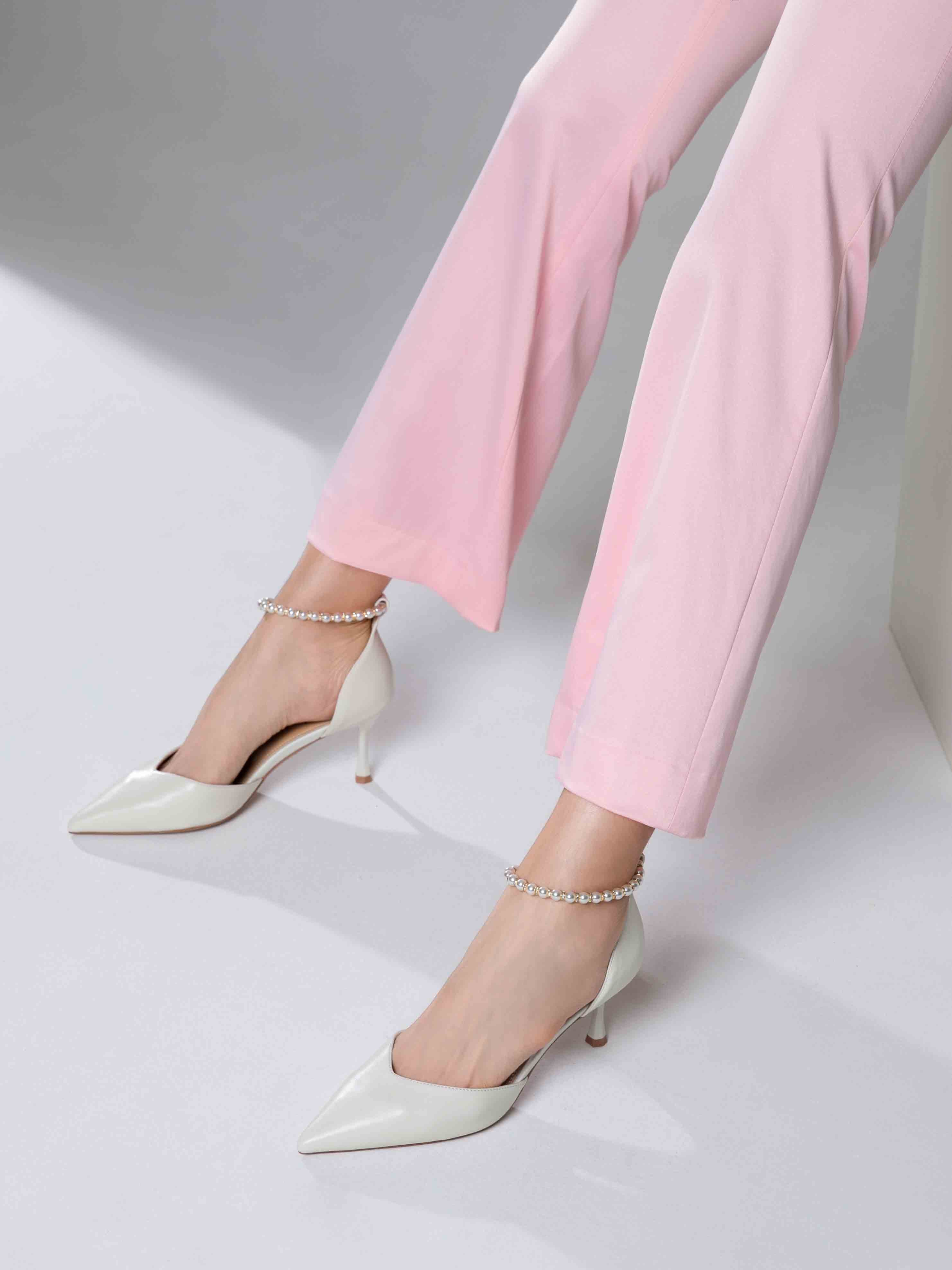 SALE Seraphina Pearl Strap Point Toe Heels PAZZION