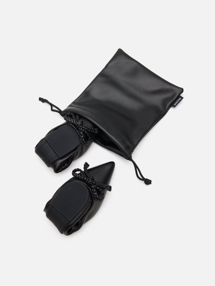 PAZZION, Serena Braided Bow Foldable Flats, Black