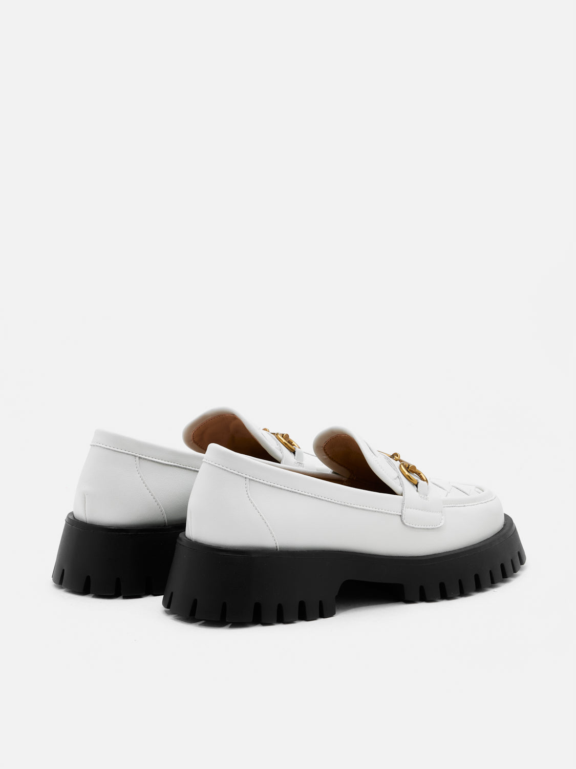 PAZZION, Serivelle Woven Buckle Leather Platform Loafers, Beige