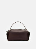 PAZZION, Sevila Suede Leather Satchel, Darkbrown
