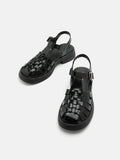 PAZZION, Sika Patent Fisherman Sandals, Black