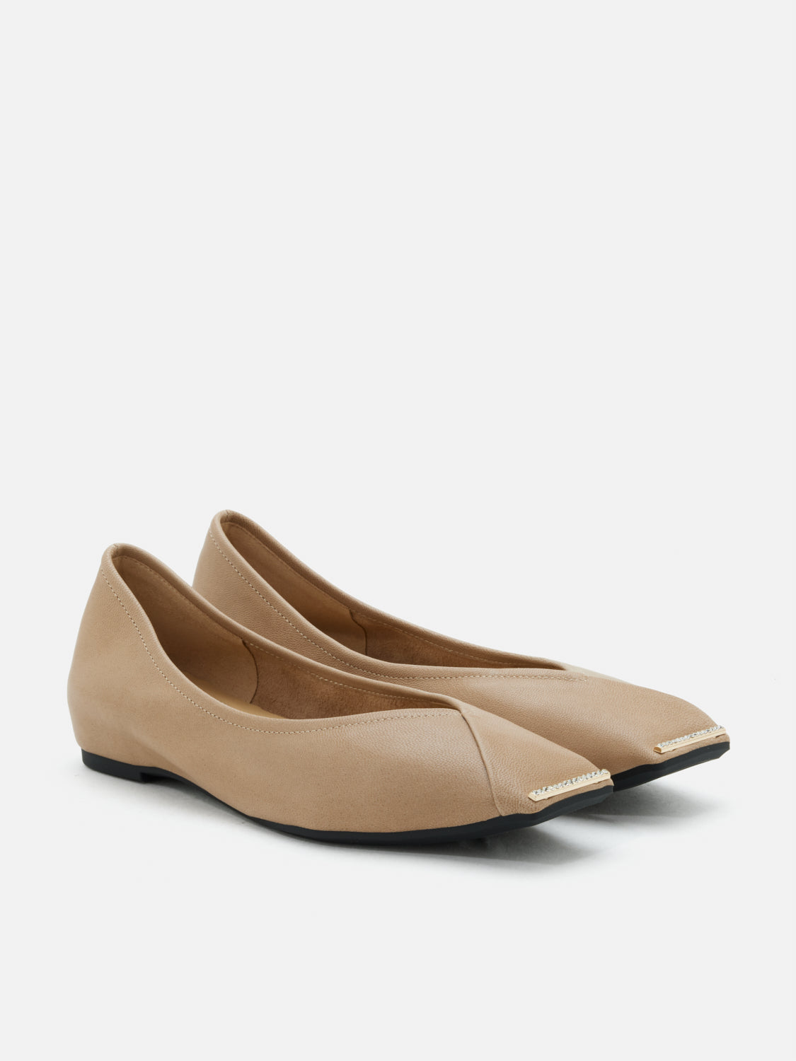PAZZION, Silmare Crystal Embellished Leather Flats, Almond
