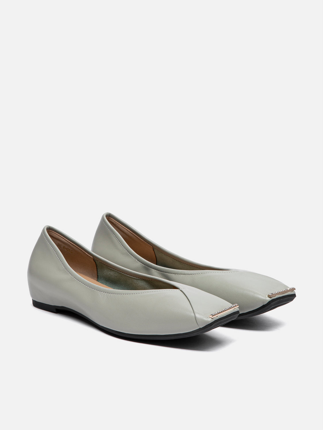PAZZION, Silmare Crystal Embellished Leather Flats, Green