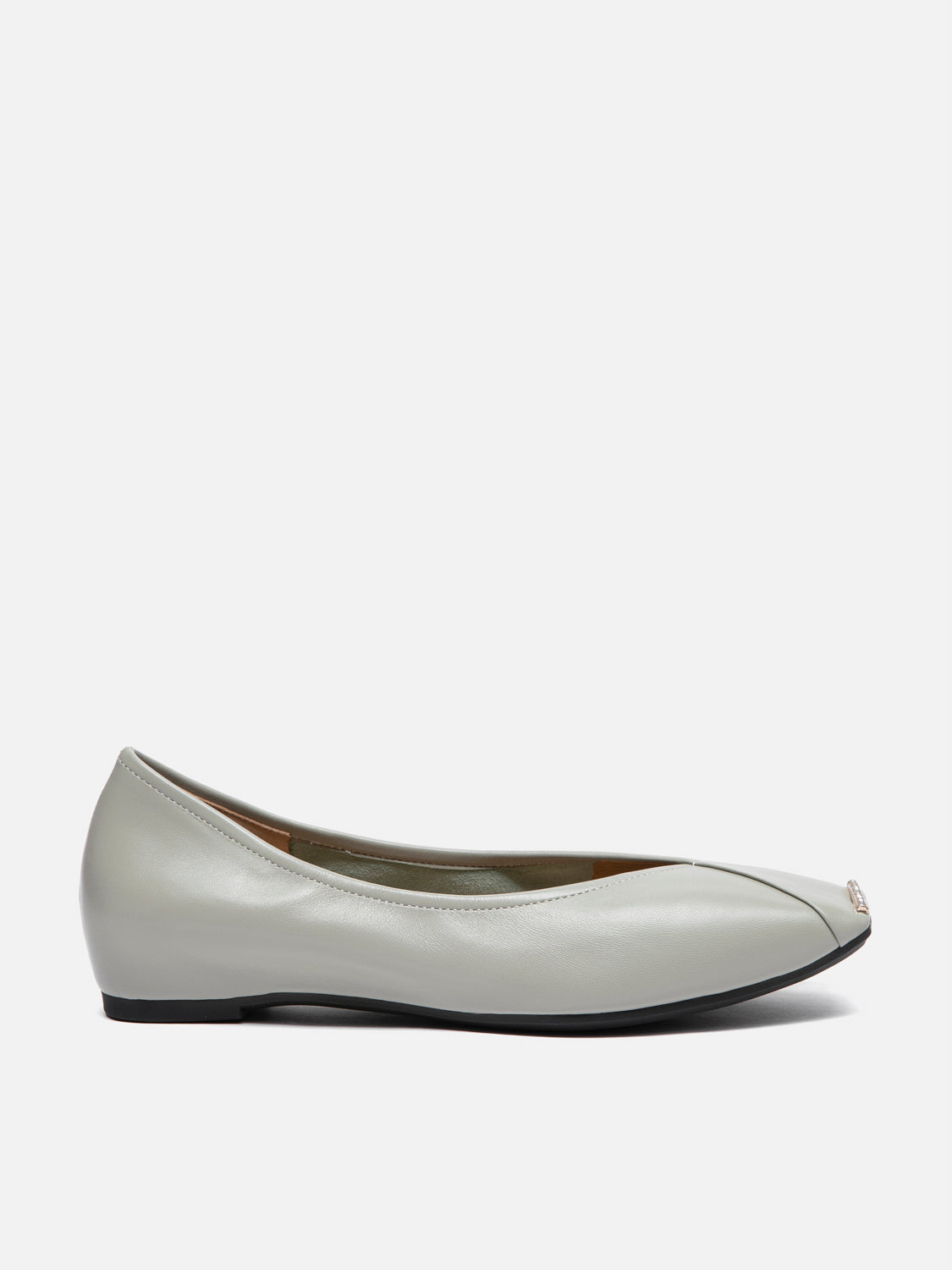 PAZZION, Silmare Crystal Embellished Leather Flats, Green