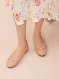 PAZZION, Simona Quilted Bow Pearl Foldable Flats, Pink
