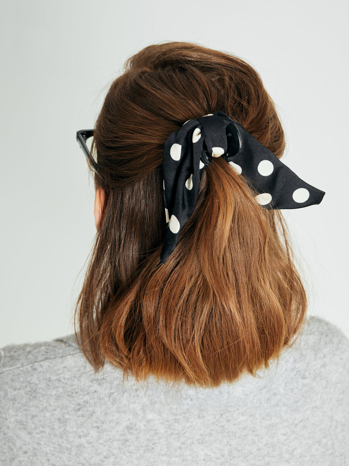 PAZZION, Simone Polka Dot Ribbon Hair Clip, Black