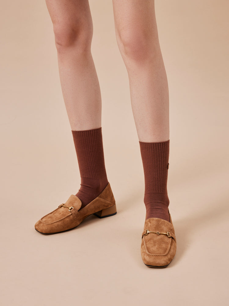 PAZZION, Simone Suede Bit Loafers, Camel