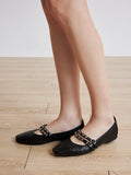 PAZZION, Sydney Studded Double Strap Flats, Black