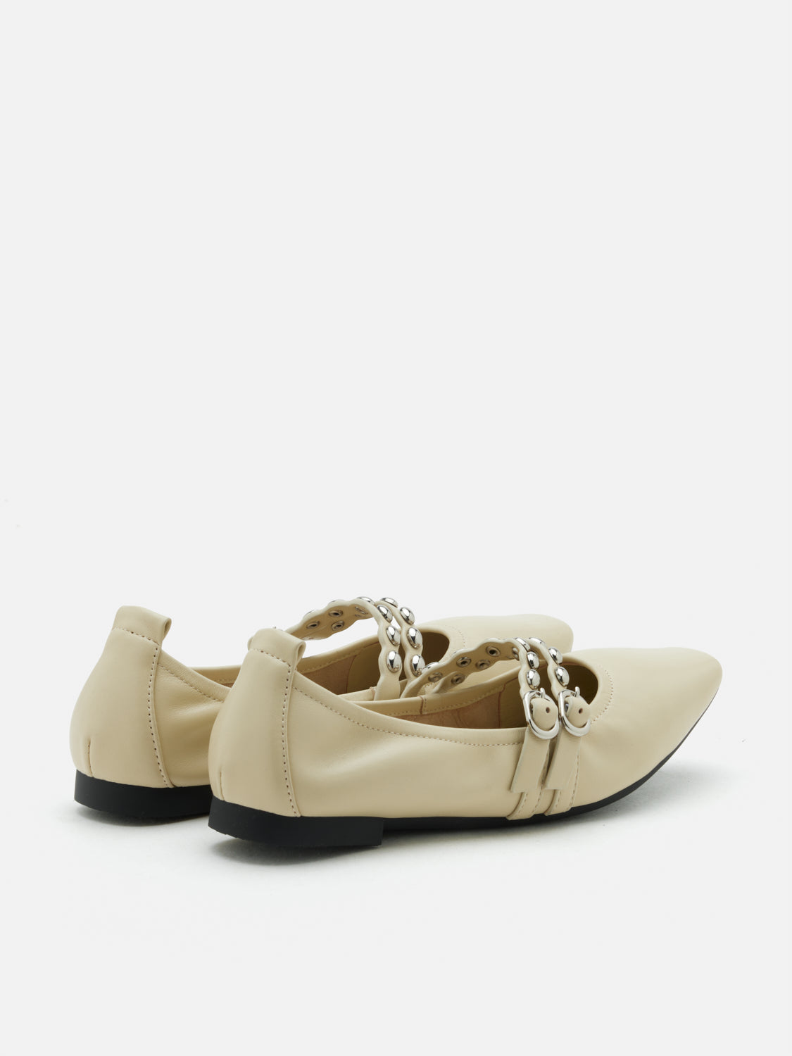 PAZZION, Sydney Studded Double Strap Flats, Yellow