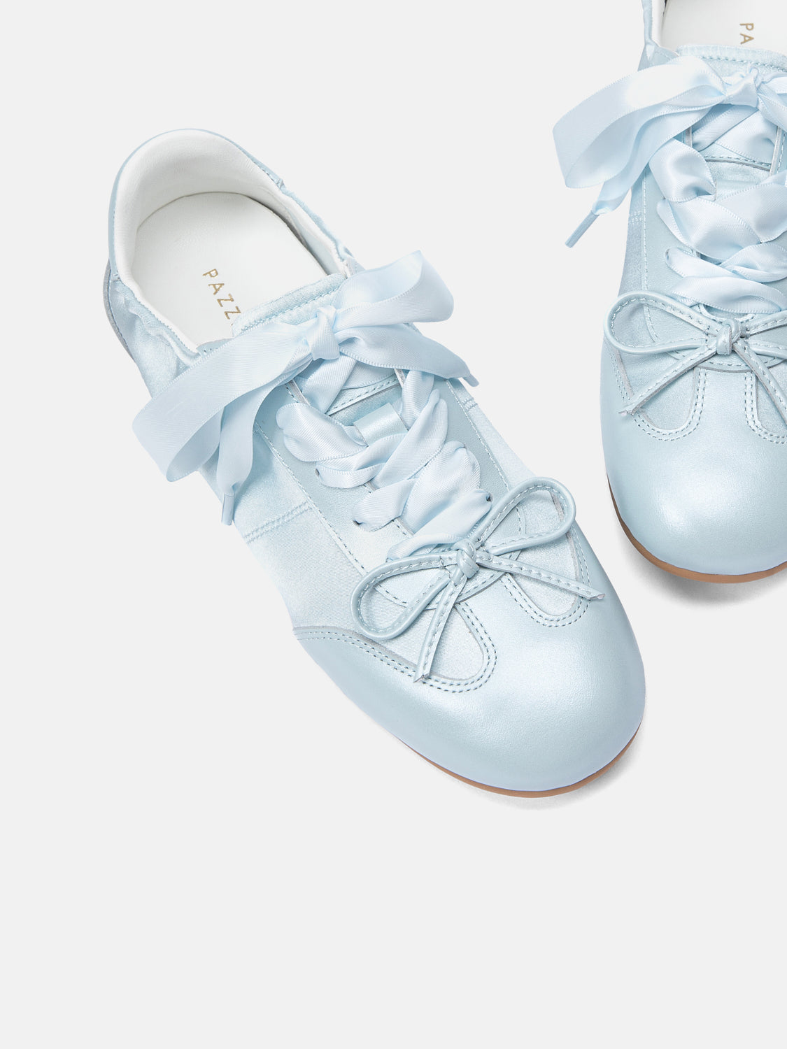 PAZZION, Sylvie Ballerina Satin Bow Sneakers, Blue