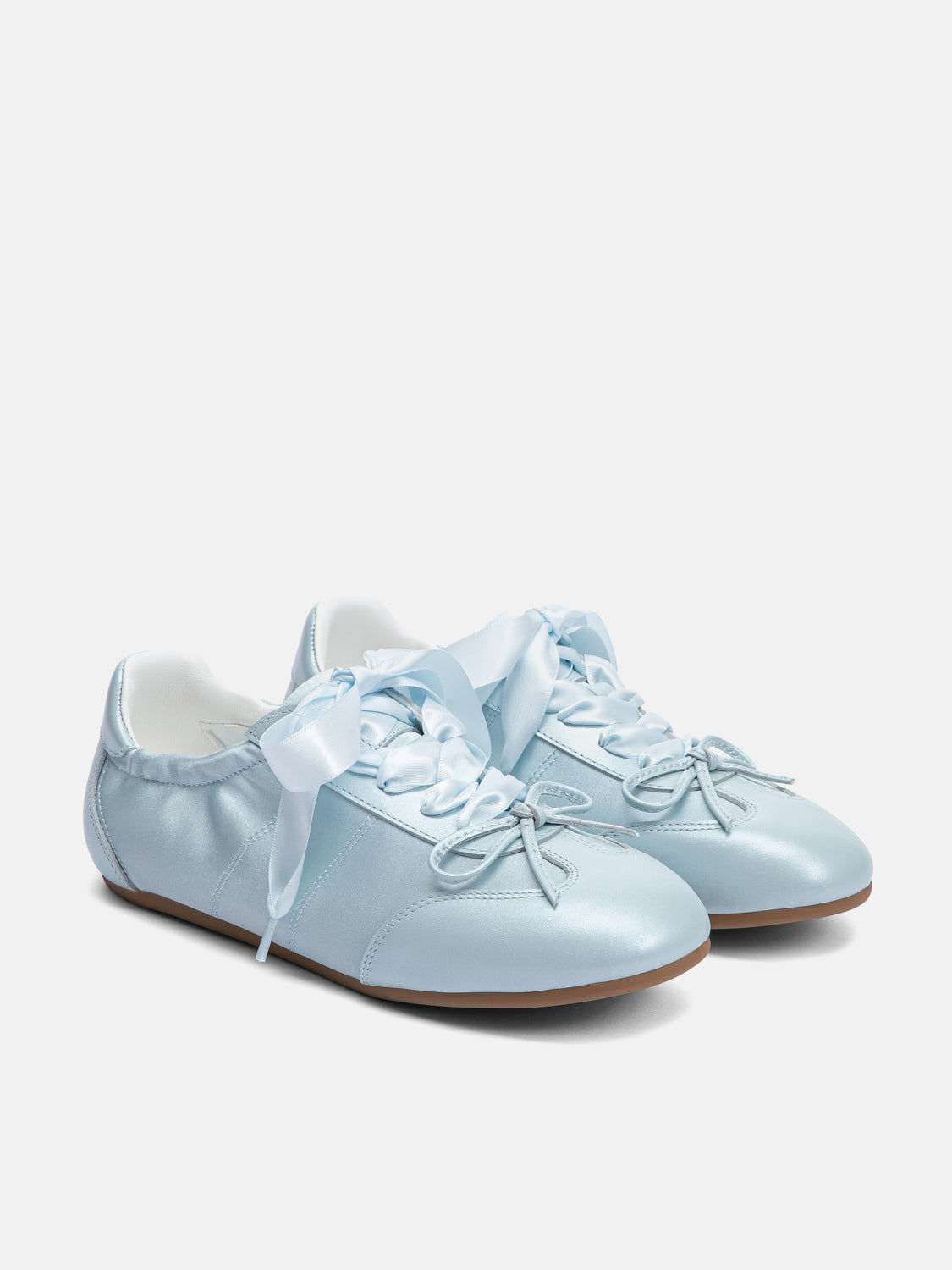 PAZZION, Sylvie Ballerina Satin Bow Sneakers, Blue
