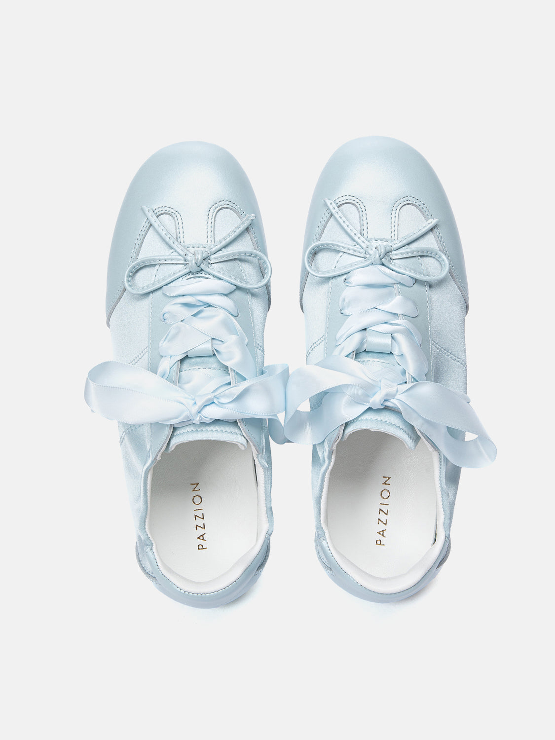 PAZZION, Sylvie Ballerina Satin Bow Sneakers, Blue