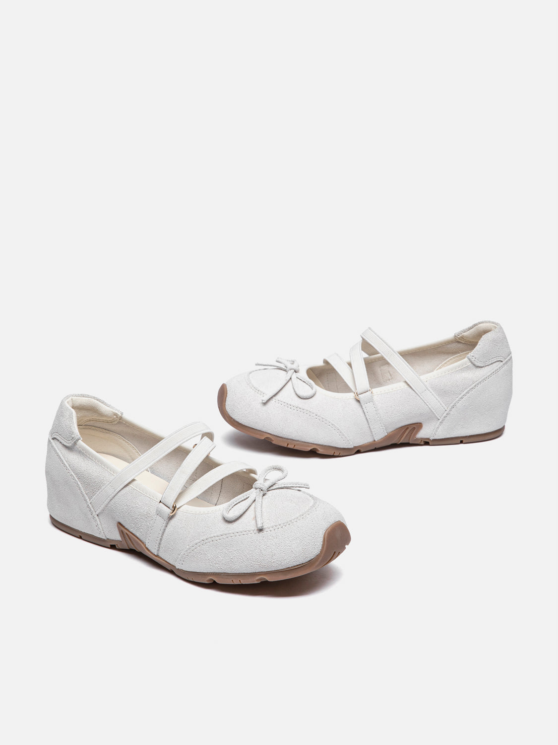 PAZZION, Talivienne Suede Bow Leather Mary Janes, Beige