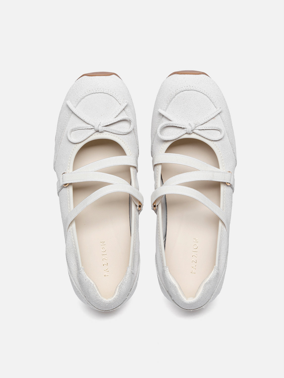 PAZZION, Talivienne Suede Bow Leather Mary Janes, Beige