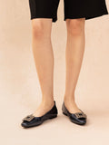 PAZZION, Tanya Embellished Buckle Flats, Darkblue