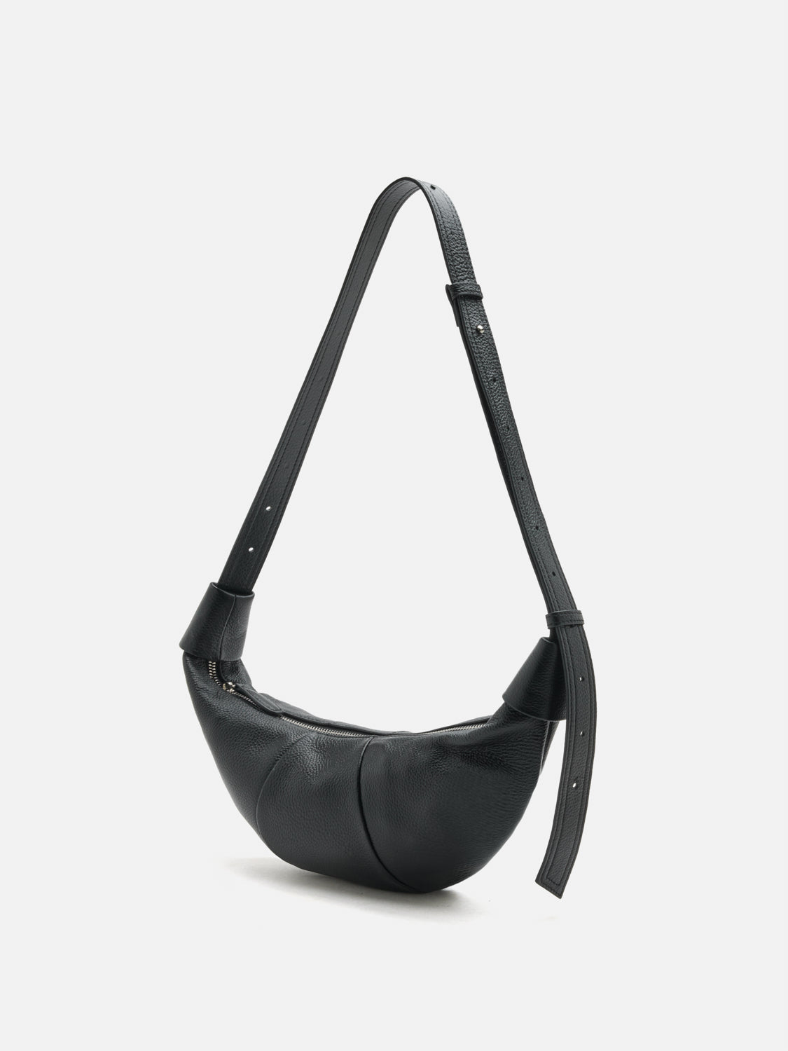 PAZZION, Tara Leather Croissant Bag, Black