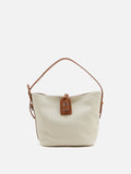 PAZZION, Tate Pebbled Buckle Bag, Beige