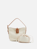 PAZZION, Tate Pebbled Buckle Bag, Beige