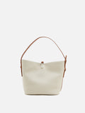 PAZZION, Tate Pebbled Buckle Bag, Beige